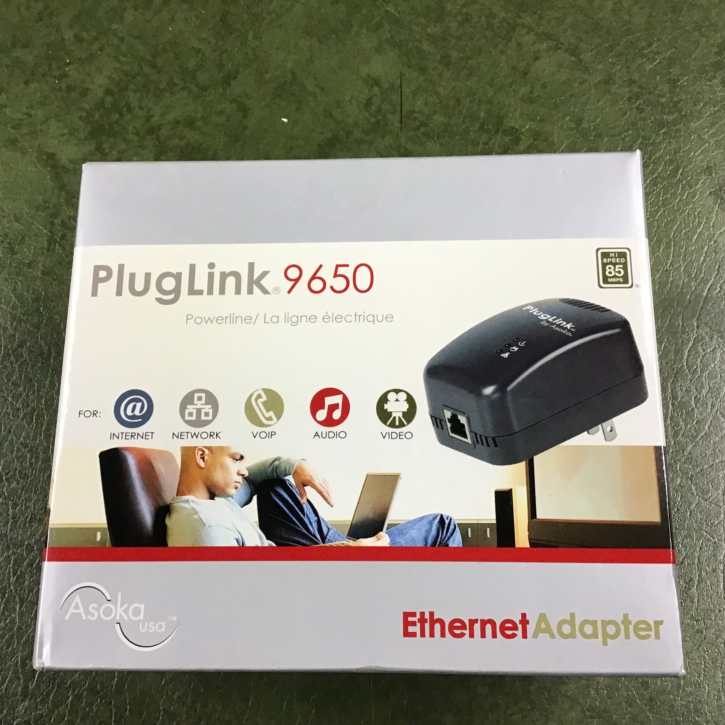 Asoka Pluglink 9650 85Mbps Powerline Ethernet Adapter Kit